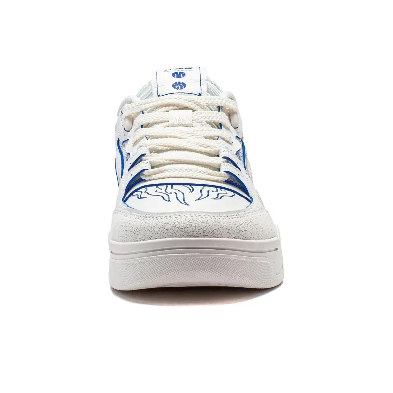 LiNing Yuebai Qingying Anti Slip Wear Resistant Low Top Casual Shoes Unisex White Blue-4
