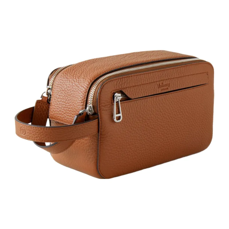 Mulberry Grained Calfskin Toiletry Bag Men's Chestnut-2