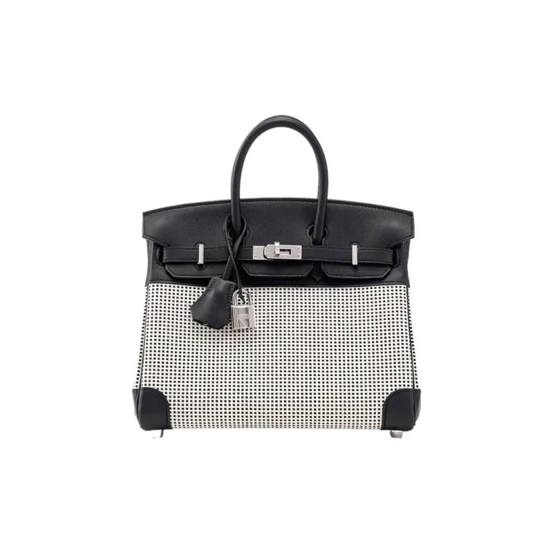 HERMES Birkin Canvas With Swift Leather Birkin Bag Handbag Regular Women's Black-0