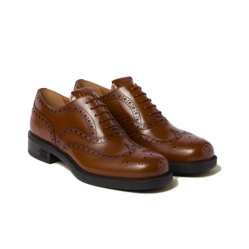 MIU MIU X Church's Leather Brogue Shoes-2