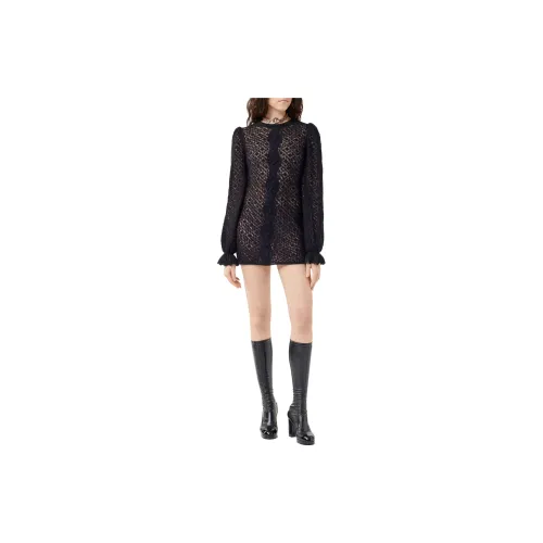 CHANEL Long-Sleeved Dresses Women's Black