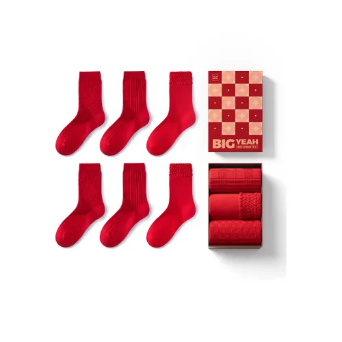 HLA FW23 Mid Calf Socks Men's 3 Pack Red