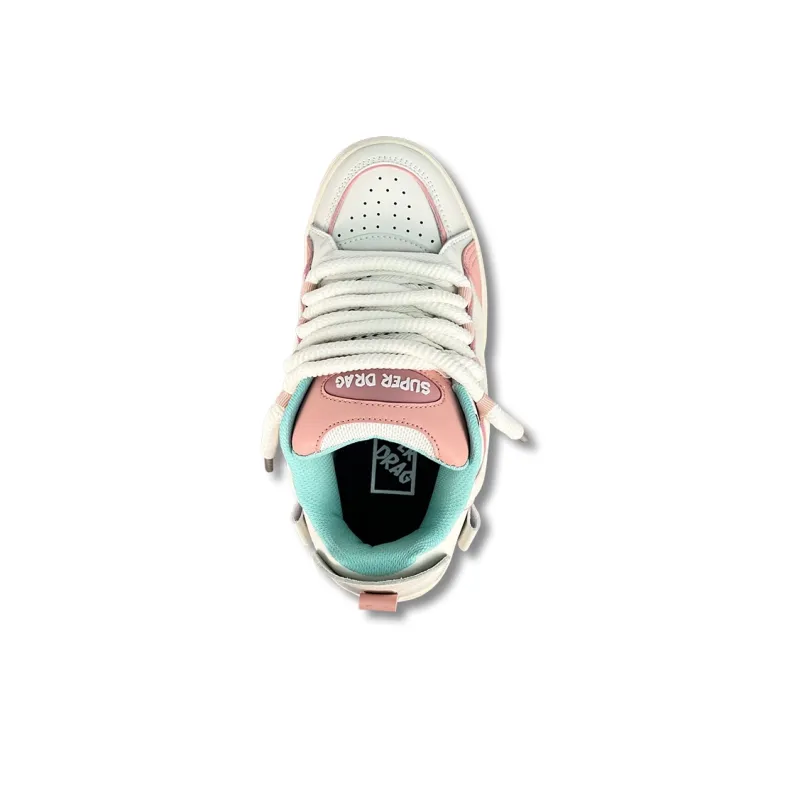 LuzaoT SUPER DRAG Durable Breathable Low Top Skateboard Shoes Women's Pink-3