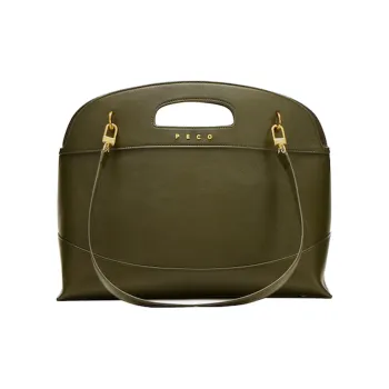 PECO Cow Leather Airport Bag, One Shoulder Bag Large Size Unisex Green