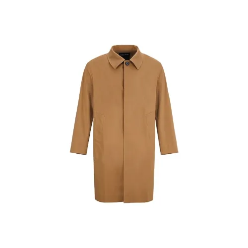 URBAN REVIVO Trench Coats Men Coffee