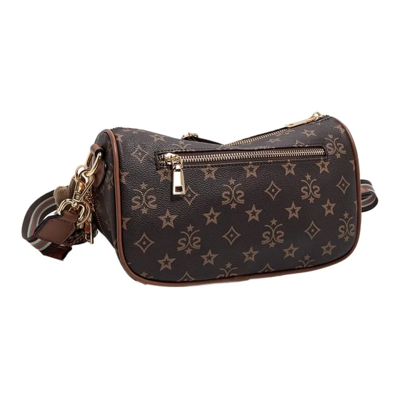 Safiya Synthetic Leather Crossbody Bag Medium Size Women's Coffee-2