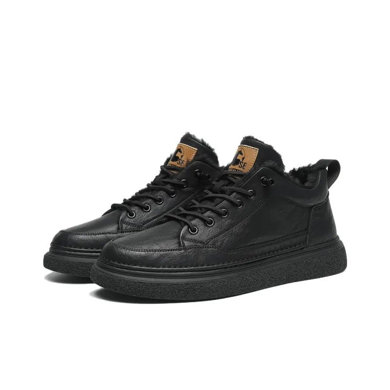 HLA Men's Casual Shoes Men Mid Top Black/Brown-25
