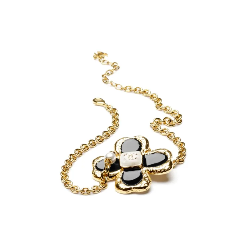 CHANEL Metal Artificial Pearl Rhinestone Crystal Resin Necklaces Women's Gold-2