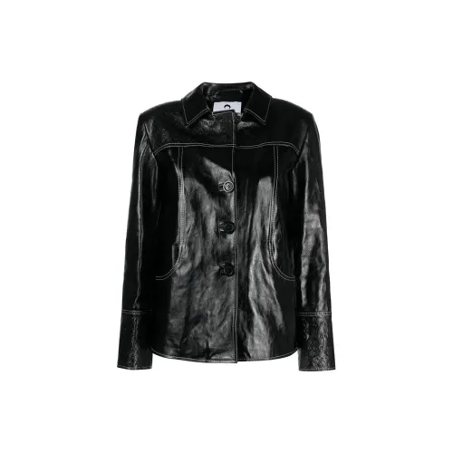 marine serre Crescent-moon-panel Leather Jacket