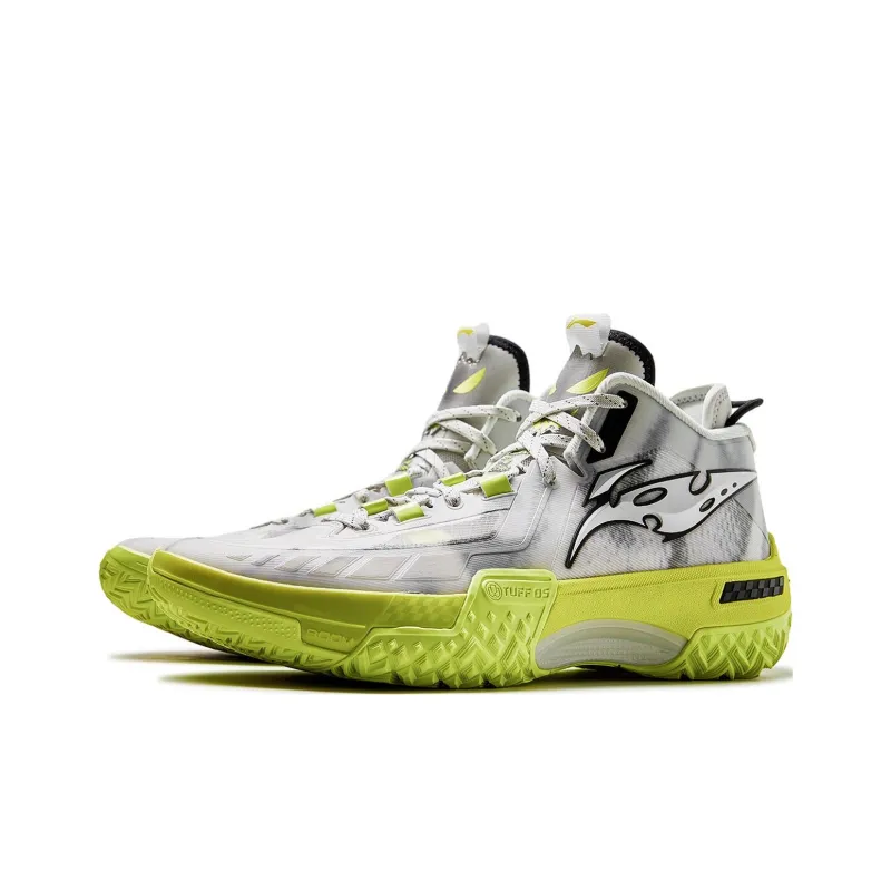 LiNing Jie Ao Silent Cushioned Slip Resistant Abrasion Resistant Mid Top Basketball Shoes Men's Light Lime-2