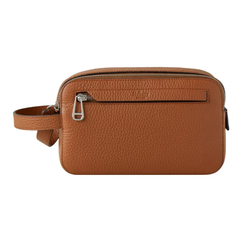 Mulberry Grained Calfskin Toiletry Bag Men's Chestnut-0