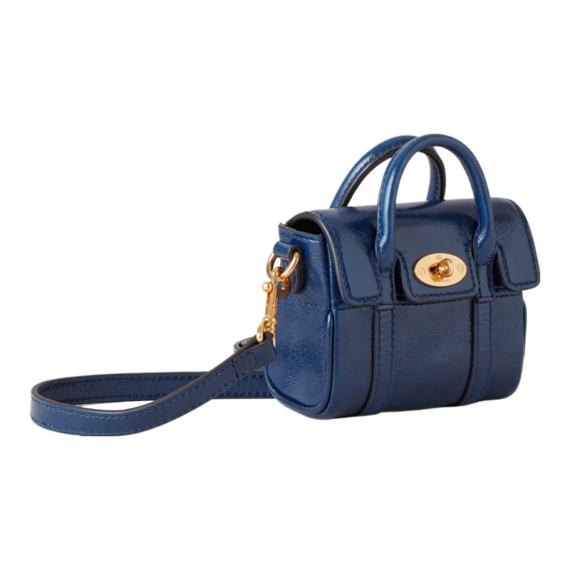 Mulberry Bayswater Smooth Shiny Leather Shoulder Bag Crossbody Bag Handbag Extra Mini Women's Gemstone Blue-1