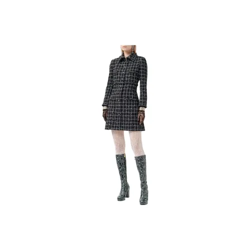 CHANEL Long-Sleeved Dresses Women's Black