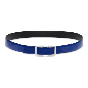 FERRAGAMO Straight Mirror Slip-on Leather Belts Men's Blue