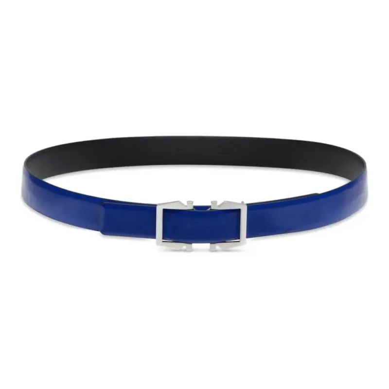 FERRAGAMO Straight Mirror Slip-on Leather Belts Men's Blue-0