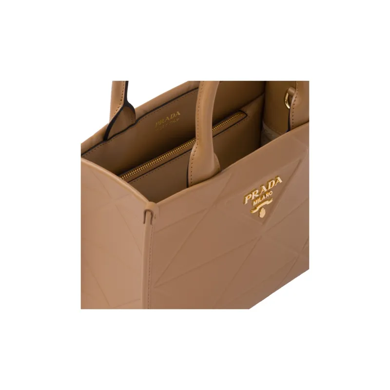 PRADA Symbole Leather Shoulder Bag Crossbody Bag Handbag Mini Women's Caramel-3