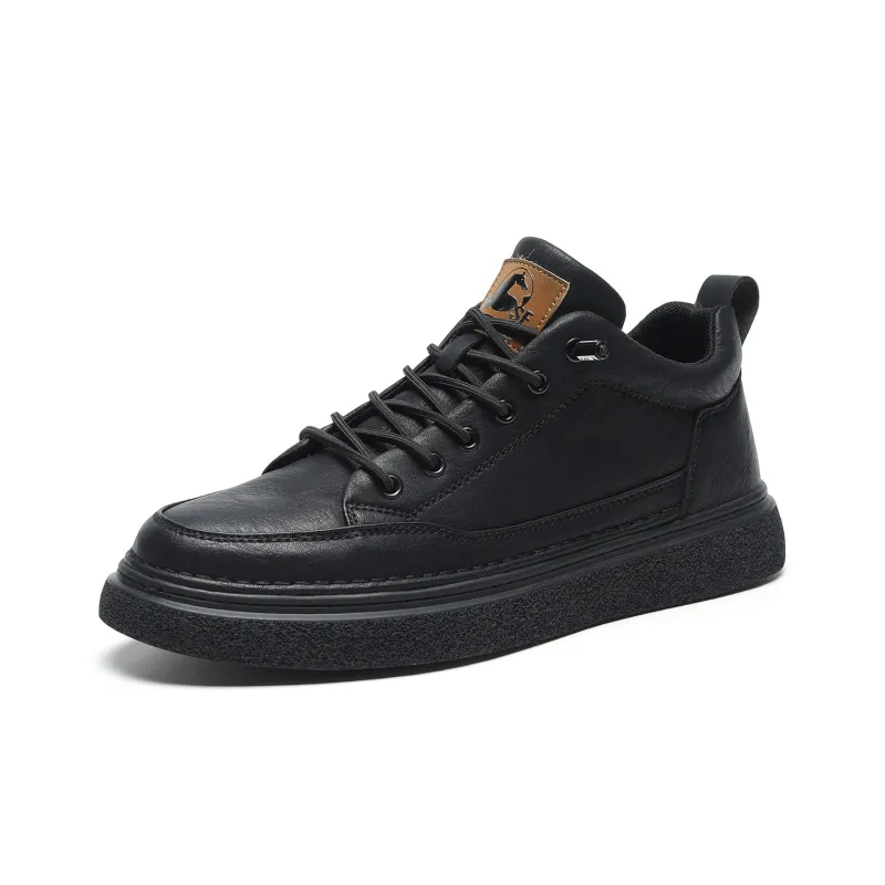 HLA Men's Casual Shoes Men Mid Top Black/Brown-18