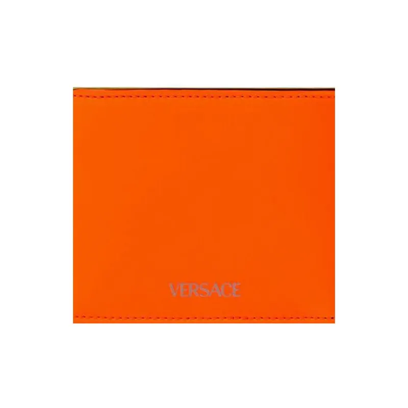 VERSACE Cow Leather Wallet Regular Men's Orange-4