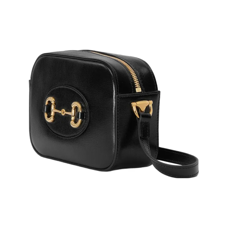GUCCI Horsebit 1955 Leather Crossbody Bag, Shoulder Bag Women's Black-1