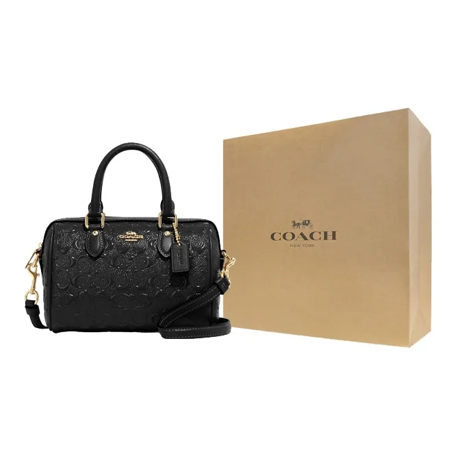 COACH Patent Leather With Smooth Leather Handbag, Shoulder Bag, Crossbody Bag Mini Women's Black-8