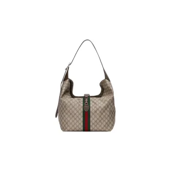 GUCCI Jackie 1961 Canvas With Leather Crescent HOBO Canvas Bag, Shoulder Bag Unisex