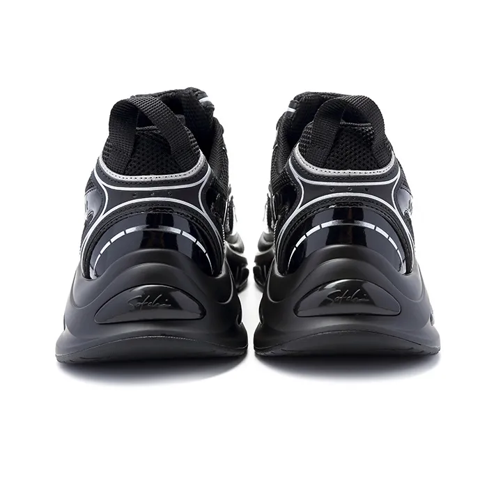 Satchi Cushioning Abrasion Resistant Breathable Low Top Chunky Sneakers 4cm Men's Black-4