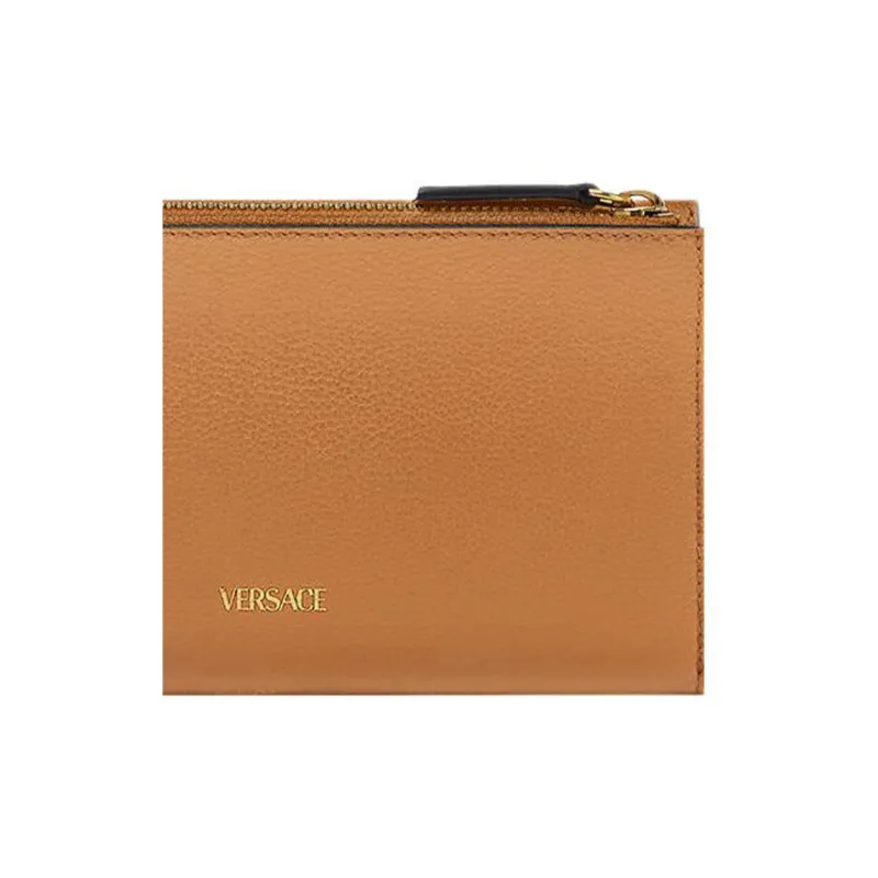 VERSACE La Medusa Sheepskin Wallet Women's Brown-3