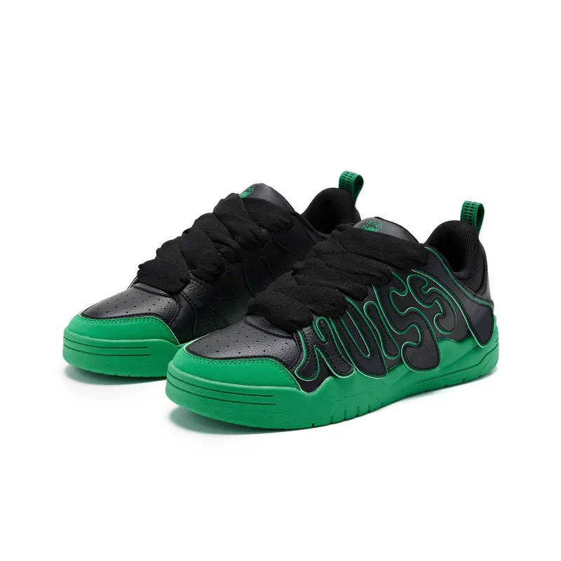 QIAODAN Slip Resistant Shock Absorbers Low Top Skateboard Shoes Men's Black Green-2