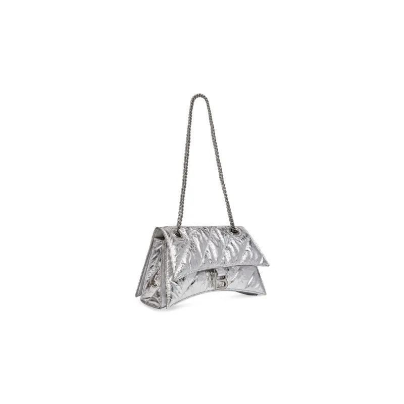 Balenciaga CRUSH Paper Calfskin Handbag Shoulder Bag Women's Silver-2