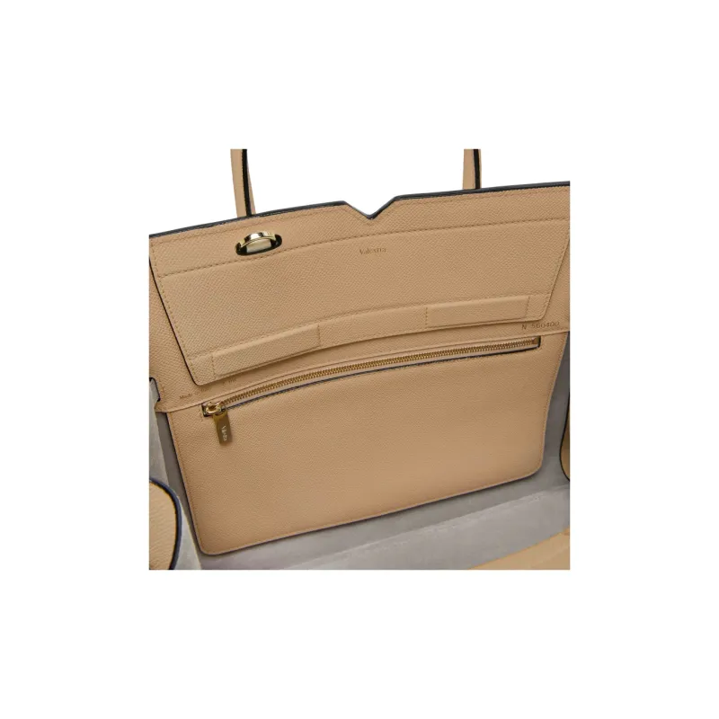 Valextra Calfskin Shoulder Bag Crossbody Bag Handbag Medium Size Women's Cashmere Beige-3