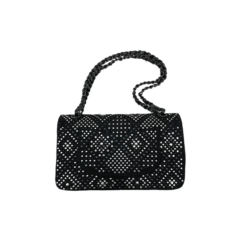 CHANEL 22PClassic Flap CF Woolen Flap Bag, Crossbody Bag, Shoulder Bag Medium Size Women's Black-1