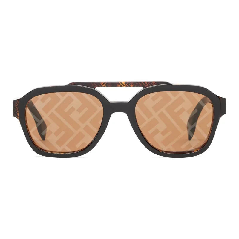 FENDI Acetate Aviator Sunglasses Men's Black-1