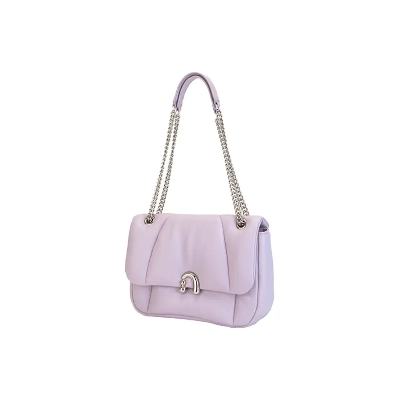 AMAZING SONG Sheepskin Chain Bag, Flower Bun Bag, Shoulder Bag, Crossbody Bag Women's Elegant Black/Taro Purple/Acorn-5