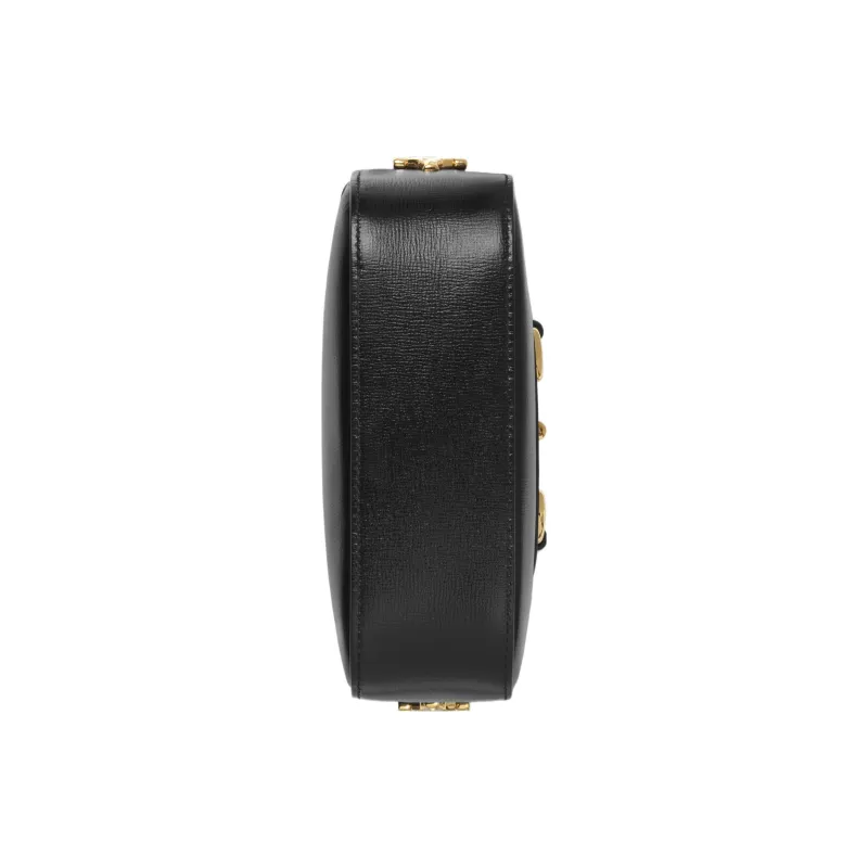 GUCCI Horsebit 1955 Leather Crossbody Bag, Shoulder Bag Women's Black-7