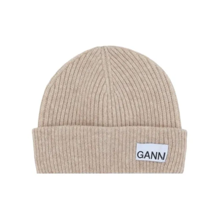 GANNI Fitted Rib Knit Beanie-0