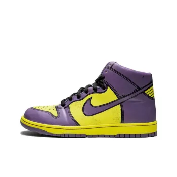 Nike Dunk High 1 Piece Premium Abrasion Resistant High Top Skateboard Shoes Unisex Purple Yellow