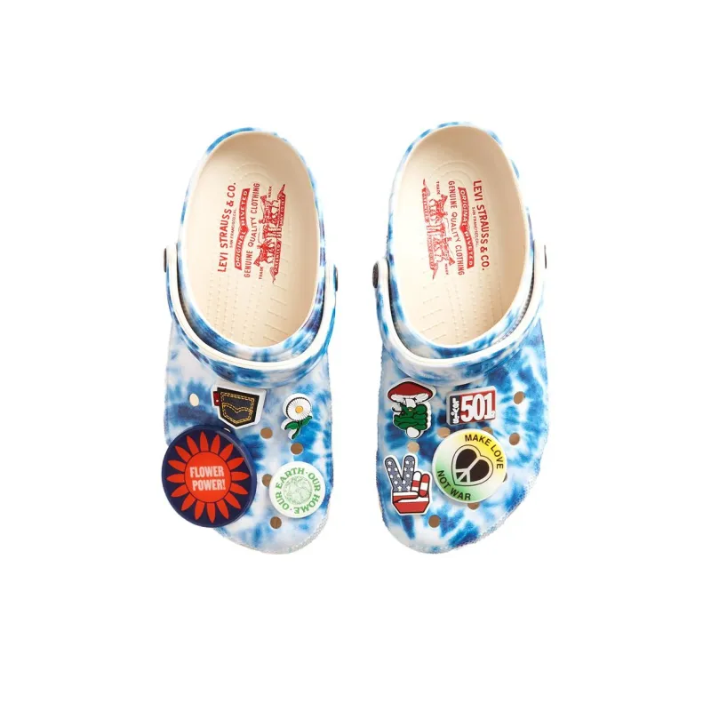 Levi’s x Crocs Classic Clog Clogs Unisex White And Blue Tie-dye-3