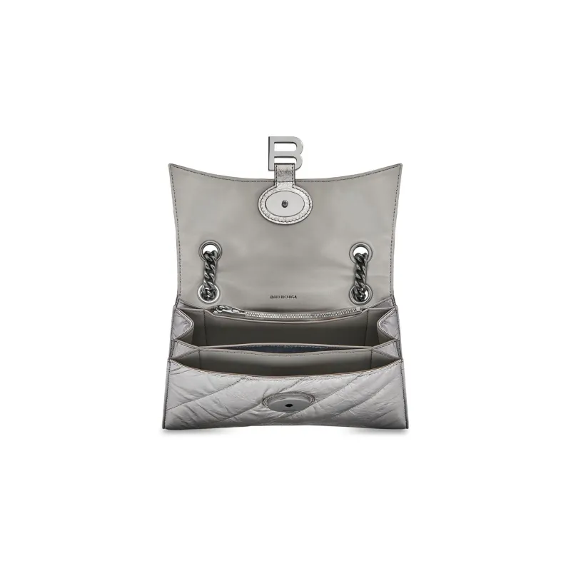 Balenciaga CRUSH Paper Calfskin Handbag Shoulder Bag Women's Silver-5