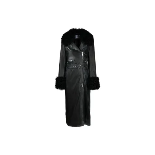 Blumarine Faux Fur-trim Leather Coat