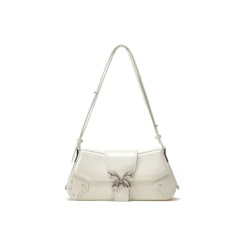 Omentar Microfiber Synthetic Leather Handbag Shoulder Bag Biker Crossbody Bag Small Size Unisex White/Black/Silver