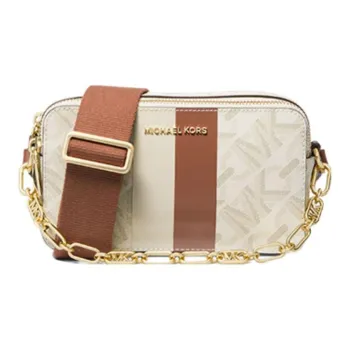 MICHAEL KORS Jet Set Leather Camera Bag, Shoulder Bag, Crossbody Bag Trumpets Women's Vanilla White
