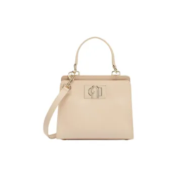 Furla 1927 Collection Textured Leather Tote Bag, Shopping Bag, Shoulder Bag, Crossbody Bag, Handbag Mini Women's Beige