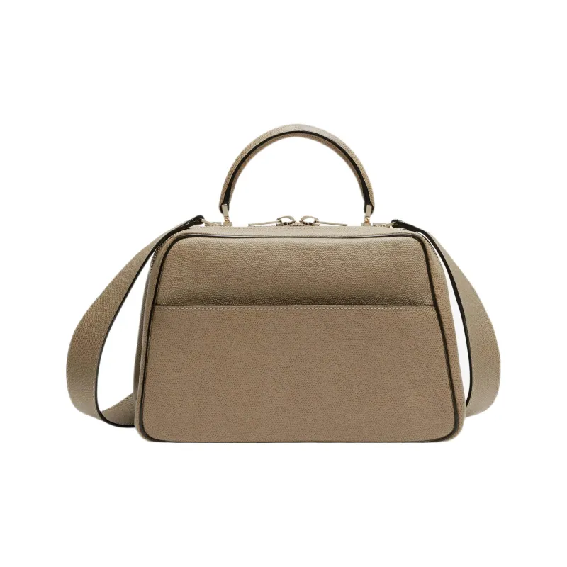 Valextra Serie S Calfskin Shoulder Bag Crossbody Bag Handbag Medium Size Women's Oyster Brown-0