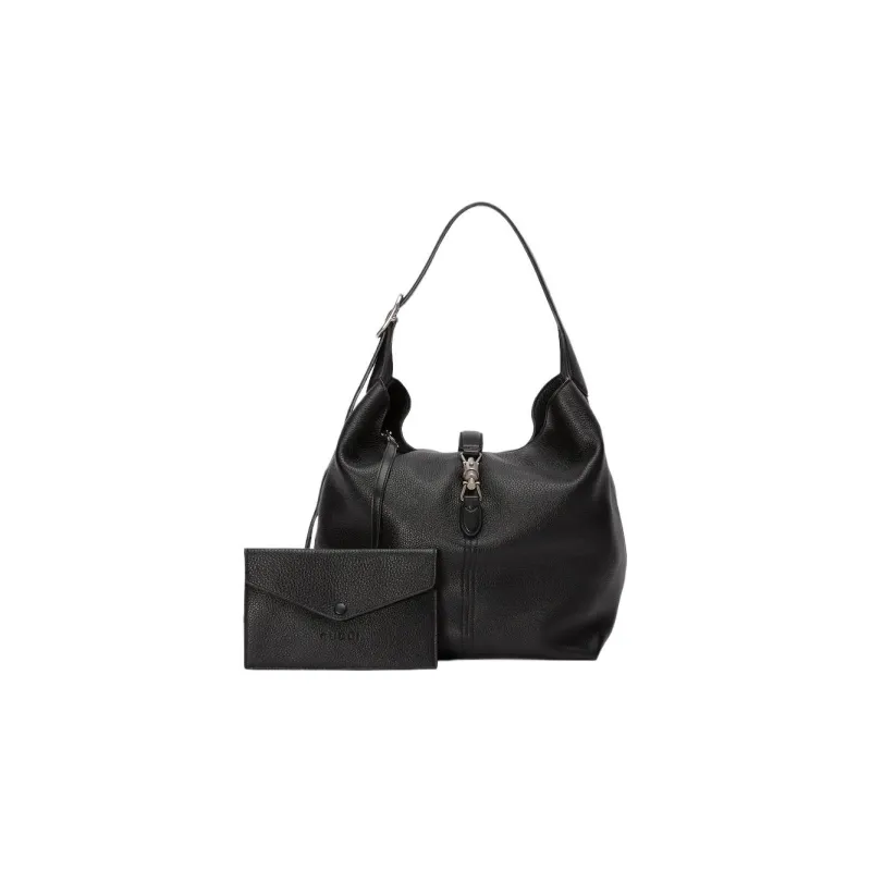 GUCCI Jackie 1961 Leather Half Moon HOBO Shoulder Bag Unisex Black-1