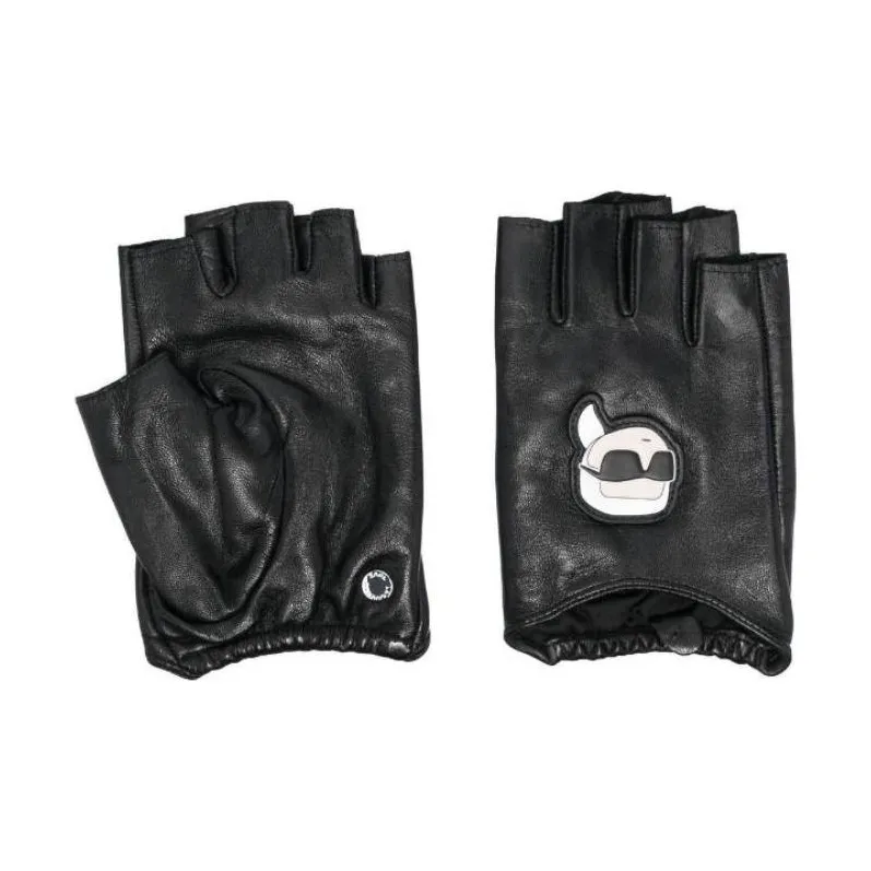 KARL LAGERFELD / Karl Lagerfeld Jeans Ikon Leather Fingerless Gloves-0
