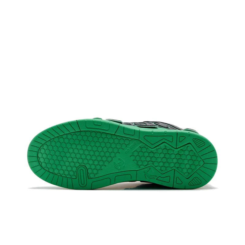QIAODAN Slip Resistant Shock Absorbers Low Top Skateboard Shoes Men's Black Green-4