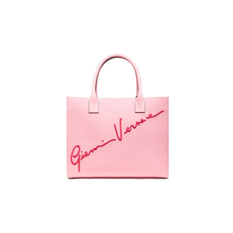 VERSACE Fabric Tote Bag Shopping Bag Handbag Women's Pink-0