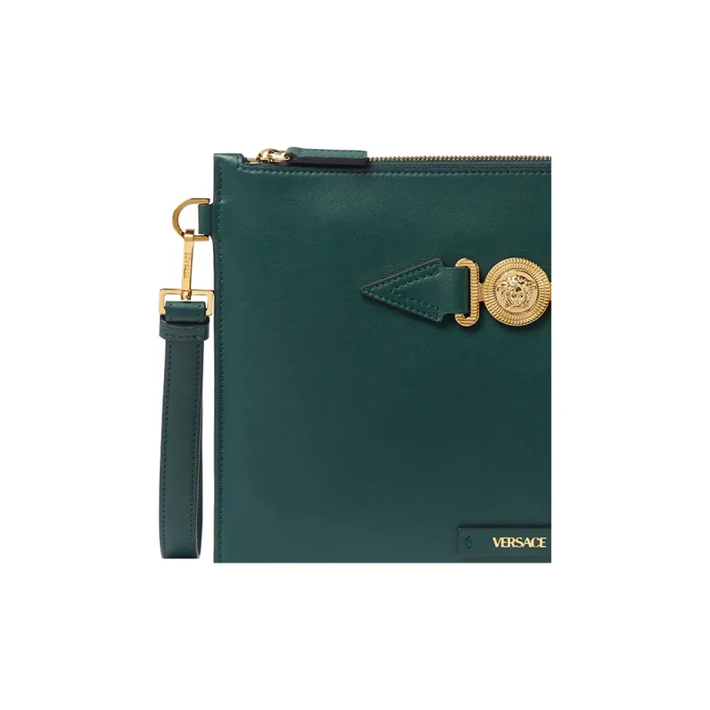 FANSIZHE VERSACE Cow Leather Zip Closure Coin Purse Clutch Men's Green-3