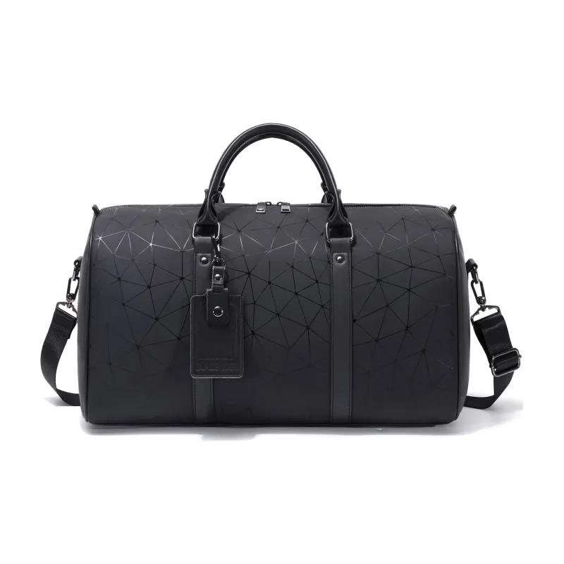 Slazenger PU Luggage Bag, Gym Bag, Training Bag, Handbag Unisex Black Diamond Pattern-1
