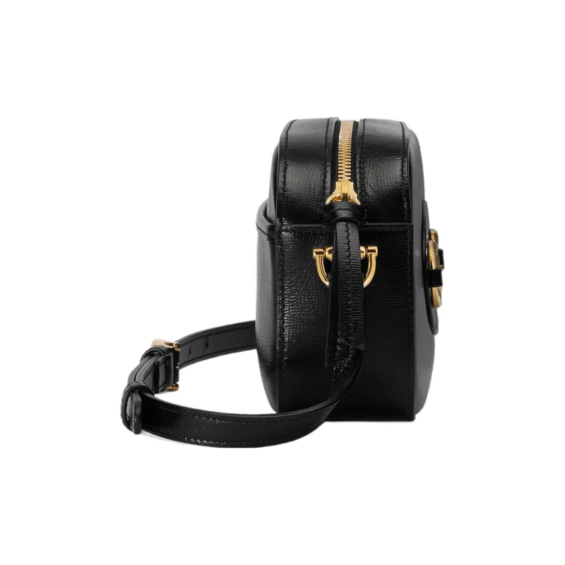 GUCCI Horsebit 1955 Leather Crossbody Bag, Shoulder Bag Women's Black-4